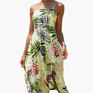 Cupshe Green and Red Tropical Maxi Dress